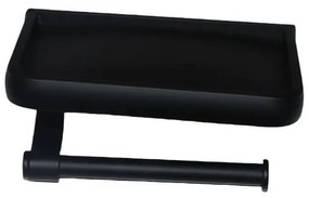 Držiak na toaletný papier s poličkou, čierna