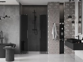 Mexen Velar Duo, posuvné sprchové dvere do otvoru 150 cm, 8mm šedé sklo, grafit brúsený, 871-150-000-42-66
