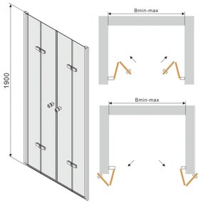 Mexen Lima Duo, sprchové skladacie dvere do otvoru 170 cm, 6mm číre sklo, chrómový profil, LIMA DUO DOOR 170
