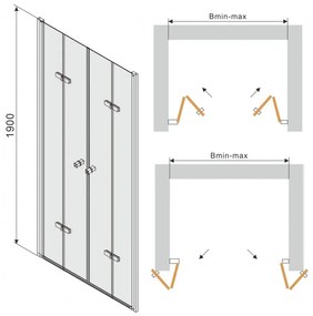 Mexen LIMA DUO sprchové skladacie dvere do otvoru 170 cm, LIMA DUO DOOR 170
