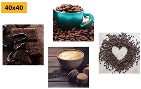 Set obrazov vôňa dobrej kávy - 4x 60x60