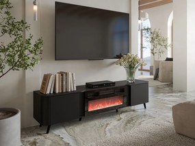 TV skrinka/stolík s krbom Newort 200 EF, Farby: čierna matná