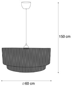 Japandi závesná lampa čierna s hnedým lanom 60cm - Smilla