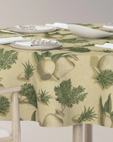Obrus okrúhly farba produktu béžová látka zapletaná, vzorované