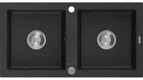 Mexen Mario - drez granitový 82,0x43,6cm, 2-komorový, čierna-zlatá, 6504822000-75