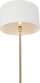 Stojaca lampa mosadz s bielym tienidlom 50 cm - Simplo