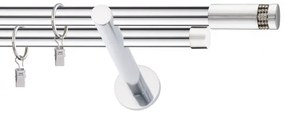 Dekorstudio Chrómová dvojradová garniža DIOS 19mm Dĺžka: 160cm, Typ uchytenia: Držiak dvojitý modern, Typ príslušenstva: Krúžky tiché so štipcami