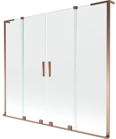 Mexen Velar L Duo, 2-krídlová posuvná vaňová zástena 170 x 150 cm, 8mm číre sklo, ružové zlato, 896-170-003-02-60