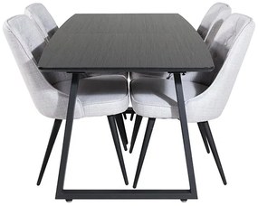 Inca Velvet Lyx stolová súprava čierna/sivá