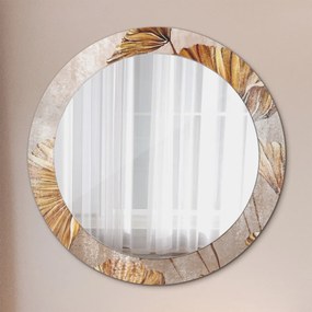 Okrúhle ozdobné zrkadlo Zlaté listy fi 70 cm