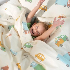 Goldea detské bavlnené obliečky - svet autíčok 140 x 200 a 70 x 90 cm