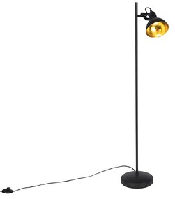 Priemyselná stojaca lampa čierna so zlatom 1-svetlo - Tommy