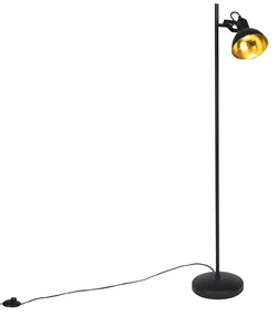 Priemyselná stojaca lampa čierna so zlatom 1-svetlo - Tommy