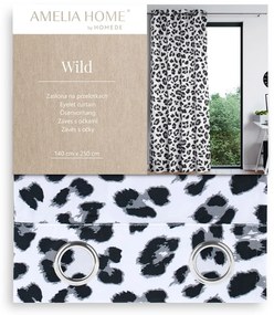 Záves AmeliaHome Wild s priechodkami 140x250 cm čierno-biely