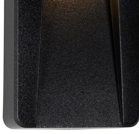 Sada 6 čiernych obdĺžnikových vonkajších nástenných svietidiel vrátane LED IP65 - Gem