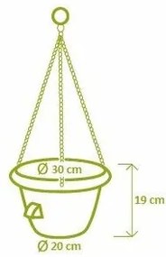 Plastia Samozavlažovací závesný kvetináč 30 cm, pr. 30 cm