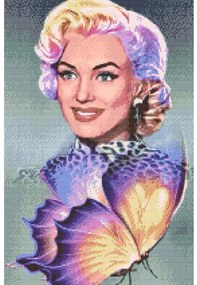 Gario Diamantové maľovanie Marilyn Monroe s motýľom Rozmery: 80 x 120 cm, Rámovanie: Iba zrolované plátno, Diamanty: Okrúhle