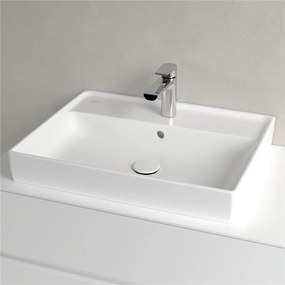 VILLEROY &amp; BOCH Collaro závesné umývadlo s otvorom, s prepadom, spodná strana brúsená, 600 x 470 mm, Stone White, s povrchom CeramicPlus, 4A336GRW