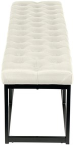 Lavica Polson - zamat, čierny rám 150 cm - Krémová