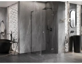Mexen Lunar, L výklopný sprchový kút pravý 70 x 70 cm, 8mm číre sklo, grafitový profil, 834L-070-070-95-00-P