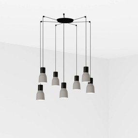 Faro Kombo 120 závesné svietidlo, šedá, industriálna, 7x E27, oceľ