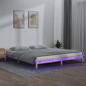 Posteľný rám s LED 140x190 cm masívne drevo