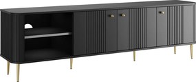TV stolík Vespera 3D 187 cm - čierna / zlaté nožičky