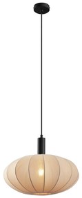 Japandi závesná lampa čierna s hnedým látkovým tienidlom - Bida