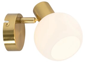 Bodové svetlo v štýle Art Deco zlaté s opálovým sklom nastaviteľné - Anouk