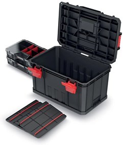 Kufor na náradie C, 2 prepážky + organizéry, čierna