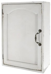 Krémová antik nástenná drevená skrinka s dvierkami Chantal - 35*19*50 cm