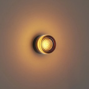 Dizajnové nástenné svietidlo tmavý bronz s jantárovým sklom IP44 - Michele