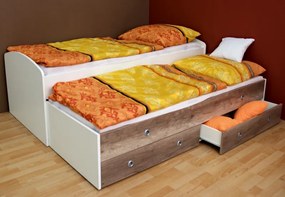 Rozkladacia posteľ Patrik Color 90x200 cm, biela/dub canyon