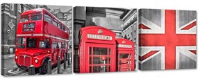 Obraz na plátně třídílný London Red - 150x50 cm