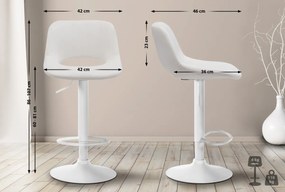 2x Barová stolička Camden - zamat, biely rám Krémová