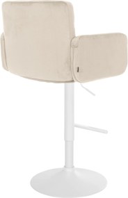 Barová stolička Los Angeles - zamat, biely rám - krémová