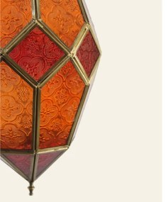 Orientálna závesná lampa SELLIMA - oranžovo červená