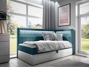 Kontinentálna jednolôžková posteľ Junior Ribezo 3, Strana: pravá, Rozmer postele: 80x200, Dostupné poťahy: ekokoža Soft 017 (biela) + Fresh 34