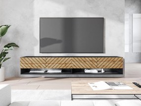 TV stolík/skrinka Adenik 180 MDF, Farby: biela / biela fala, Osvetlenie: osvetlenie LED RGB - farebné
