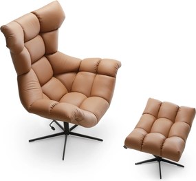 Kožené kreslo + taburet CORAL