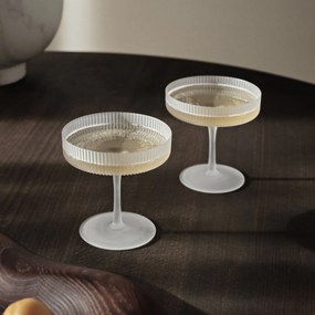Ferm Living Poháre na šampanské Ripple Frosted 150 ml – set 2 ks