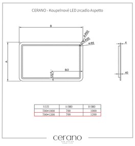 Cerano Aspetto, kúpeľňové LED zrkadlo 120x70 cm, CER-CER-429355