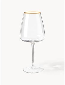 Ručne fúkané poháre na biele víno so zlatým okrajom Ellery, 4 ks