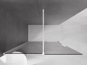 Mexen Velar, sprchová zástena s posuvnými dverami Walk-in 130 x 200 cm, 8mm šedé sklo, biela matná, 871-130-000-43-20