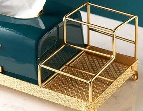 Kombinovaný stojan na vreckovky kov+keramika zelený