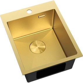 Mexen Solix, 1-komorový nerezový drez 400 x 500 mm, brúsená zlatá, vzor voština, 6406401000-55HC