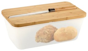 Kesper Chlebník veľký, s bambusovým vekom a nožom 3v1 – transparentný