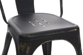 Kovová stolička Ben - Čierno-zlatá antik