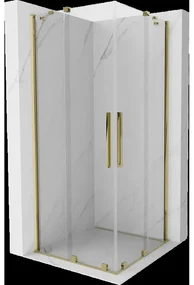 Mexen Velar Duo sprchová kabína, posuvné dvere 100 x 100 cm, Priehľadné, Zlatá - 871-100-100-02-50