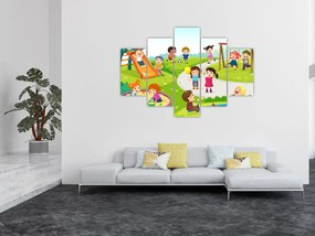 Obraz detských radovánok na pieskovisku (150x105 cm)